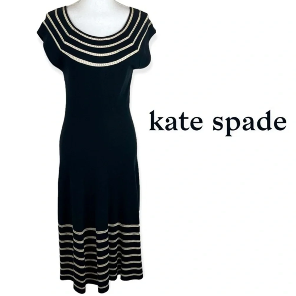 Kate Spade Black & Cream Amalia Midi Sweater Dress NWOT